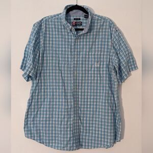 Chaps Easy Care Buttons Up Shirt Blue White, Size XL